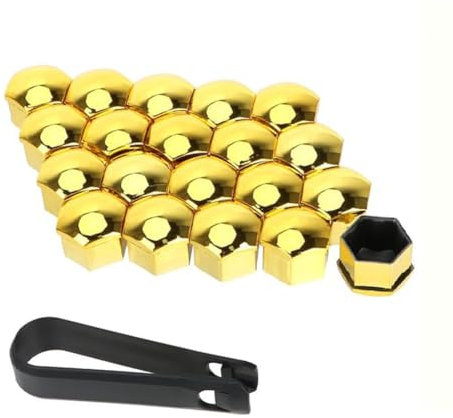 IACNAY 20 Stücke Radschraubenkappen für Benz V Class W124 W204, Felgen Mutter Deckel Nabe Bolzen Abdeckung Staubschutz Radmutterkappen Auto Zubehör,D/yellow-19mm