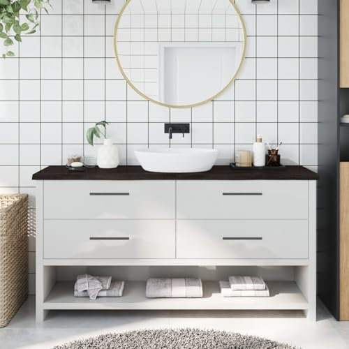 Iiaky Encimera de baño encimera Cocina Madera encimera baño Madera encimera Madera Maciza Madera Maciza tratada Gris Oscuro 160x30x4 cm
