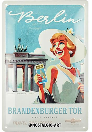 Nostalgic-Art Retro Blechschild, 20 x 30 cm, Berlin Brandenburger Tor – Souvenir & Geschenk-Idee, aus Metall, Vintage Design, Blechschilder Sprüche