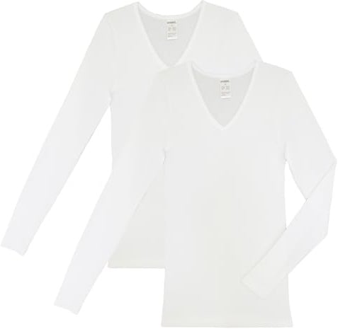 HERMKO 13680 2er Pack Damen Langarm Unterhemd mit V-Ausschnitt
