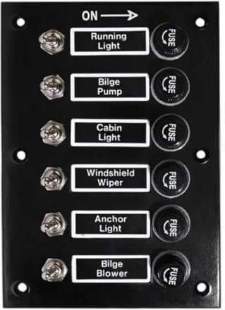 12V Switch Board 6 Gang Panel in Black for Caravan, Campervan, Motorhome, Narrowboat, Marine.