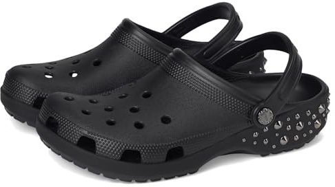 Crocs Unisex Classic Studded Clog Black Men's 5, Women's 7 Medium