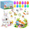 Cyiecw 12-in-2 Ostern Bausteine Set - Kreatives DIY Konstruktionsspielzeug mit Hasen & Karotten, Ideales Ostergeschenk für Kinder ab 6 Jahren