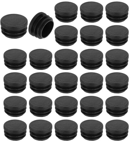 QUARKZMAN 28 Stück Runde Abdeckkappen, Schwarz OD 30mm für Hole 25-28mm | Blindstopfen Rohrabdeckung aus PolyethylenMöbelbeinrohr Einsatz Kunststoffkappen, Verschlusskappe für Stuhl Sofa Regal