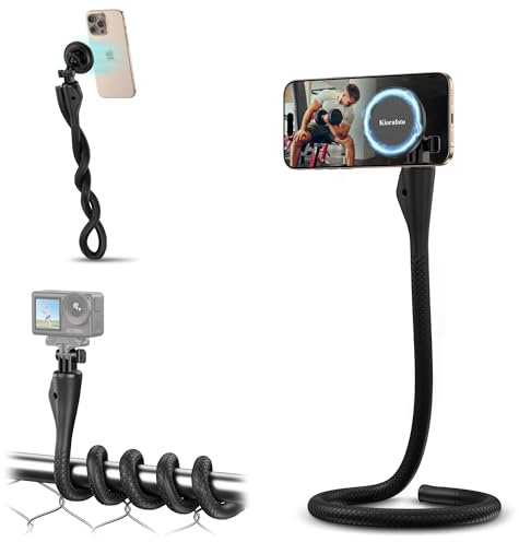 Magnetischer flexibler Telefonhalter für iPhone 17 16 15 14 Pro & Aktionskamera,29,5 langer Arm biegbarer Selfie-Stick-Stand-Telefonadapter mit 1/420 für Osmo360 Action 5 Pro 4 Laufband-Kinderwagen