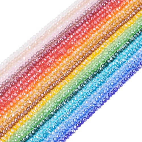 Bestewelry 20 hebras de cuentas rondelle de cristal de 3,5 x 3 mm, cuentas de cristal facetadas coloridas sueltas espaciadoras para hacer pulseras, pendientes, joyas y decoración de bolsos