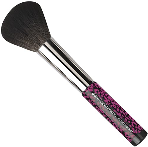 da Vinci, PRETTY PINK Powder Brush Round Soft Vegan Synthetic Fibres Loose & Pressed Powder Natural Even Finish Painted Wooden Handle Silver Ferrule Pink Leo Design Size 0