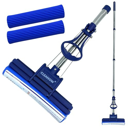 Cleanow OneTouch GO! Floor Cleaner, Floor Mops, Sponge Mops, Mop with Wringing Function (Cleanow OneTouch GO! Mop + 2 Refills)