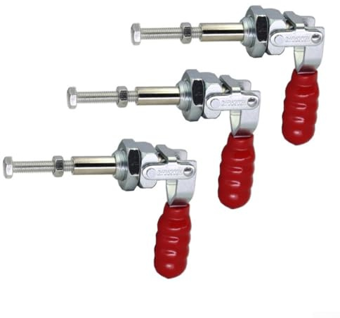 Desiumite Lot de 3 colliers de serrage GH-36202M avec une capacité de 91 kg, action push-pull pour le travail du bois, le soudage et l'assemblage électronique, acier au carbone zingué avec rouge