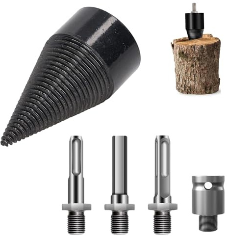 5 Pcs Log Splitter Drill Bit Set, Log Splitters For Firewood Wood Splitter For Logs Wood Drill Bits Heavy Duty Electric Drills Screw Removable 60mm 3 Handles (Square + Round + Hex Shank)