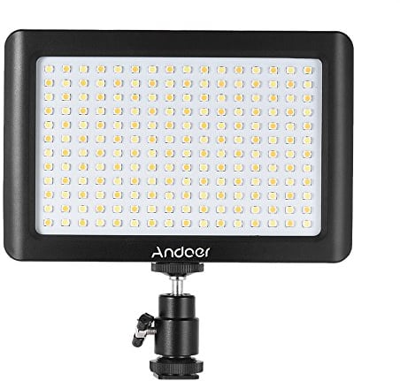 Andoer 192 Faretto a Led Fotografia, Dimmerabile 3200K-6000K Video Luce, per Canon Nikon Pentax DSLR Videocamera