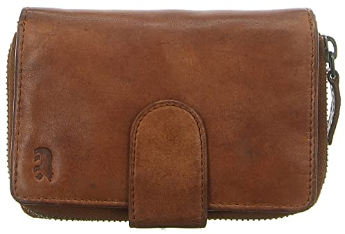 Bear Design Damen Geldbörse Leder Portemonnaie Geldbeutel 10 Kartenfächer Cognac