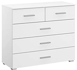Rauch Möbel Flexx Schlafzimmer Kommode, Kommode inklusive 5 Schubladen in Weiß, BxHxT 93 x 81 x 42 cm