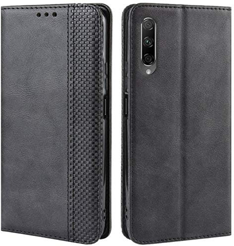 HualuBro Cover per Huawei P Smart PRO 2019, Flip Cover a Libro in Retro PU Pelle Magnetica Antiurto Case Portafoglio Custodia per Huawei P Smart PRO 2019 Cover (Nero)