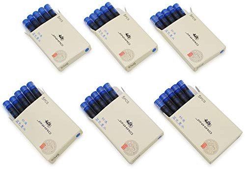 6er-Pack (30 Stück) JINHAO Tintenpatronen Füllfederhalter Nachfüllungen für JINHAO und Baoer Stift Standardgröße (Blau)
