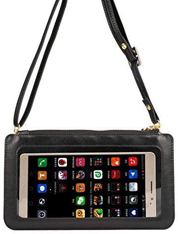 Handytasche mit Touchscreen, PU-Leder, Umhängetasche, Universal-Handytasche, Umhängetasche für iPhone Xs Max XR X 8 7 Plus, Samsung Galaxy S8 S9 Plus Note 8, Note20, S20+, S20 Ultra, Note10+ Lite
