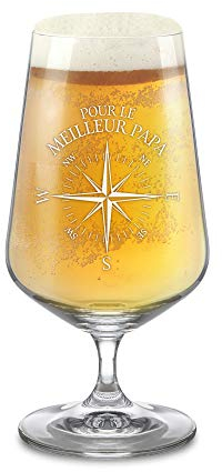 AMAVEL Verre Tulipe à Bière avec Gravure, Rose des Vents, pour Le Papa, Fête des Pères, 0,4 L