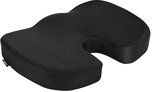 Amazon Basics Rettangolare Cuscino per seduta, in memory foam, per sedia di ufficio, 45 x 35.8 x 7.1 cm, Nero