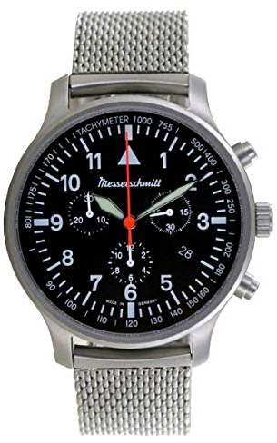 Messerschmitt Aristo Herren Uhr Flieger Chronograph ME-3H202M Edelstahl