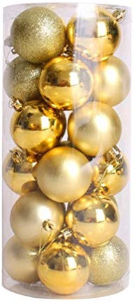 Toddmomy 24 Stück Weihnachtskugel Ornamente Weihnachtskugeln Plastikkugeln Kugeln für Weihnachtsdekoration (Gold)