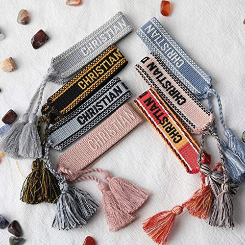 AQUALITYS Pulsera de la Amistad para Mujeres y Hombres, Pulseras de borlas de Cuerda Hechas a Mano, Pulsera de diseño de Tela Ajustable, joyería