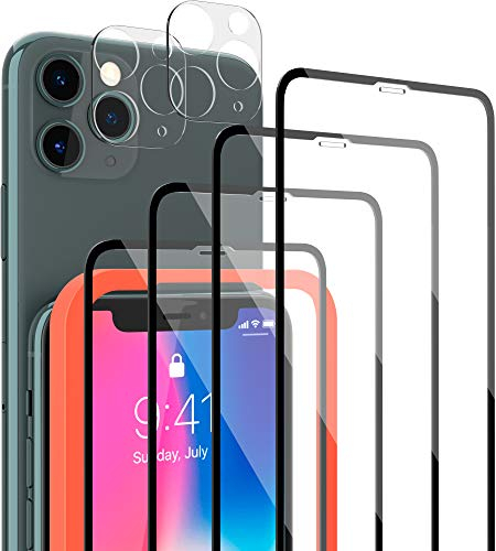 LYMANO [6 Pack] 4 Stück Panzer-Folie Glas Full Screen für iPhone 11 Pro Display-Schutzfolie Schutzglas Glass Protector Schutz Folie (5,8 Zoll) + 2 Stück Kameraschutz Kamera Linse Glas