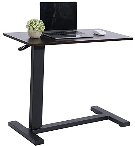 Bureau d'Ordinateur Réglable en Hauteur avec roulettes, Table de Chevet Mobile en Forme de C, Bureau Pliable pour Lit, Table d’Appoint pour Écrire, Lire, Dessiner, Noir