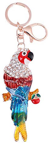 IBLUELOVER Porte Clé Pendentif Femme Homme Porte-clés Strass Animal Coccinelle Perroquet Charme Porte-clés Clés de Voiture Sac Pendentif Décoration Trousseau Clef Creative Cadeau Anniversaire Noël