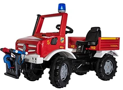 Rolly Toys RollyUnimog Uniog avec treuil RollyPowerwinch (véhicule à pédale, siège réglable, pneus Silencieux, Embrayage Avant/arrière, Camion de Pompier), 38299, Rouge