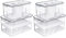 SANNO Fridge Produce Saver Storage Vegetable Fruit Food Container Stackable Refrigerator Organizer Bins Fresh Keeper Drawers, Set of 4, 9.2''Lx5.8''Wx4.8''H-2pack-10.8''Lx6.8''Wx5.7''H-2pack