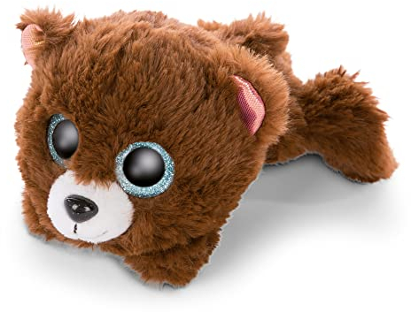 NICI Glubschis: Das Original – Glubschis Bär Mr Cuddle 15cm – Liegender Kuscheltier Bär mit großen Augen – Flauschiges Plüschtier mit großen Glitzeraugen – Schmusetier für Kuscheltierliebhaber