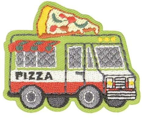 mdc Aufnäher zum Aufbügeln, Food Truck Pizza, 4,5 cm x 3,5 cm