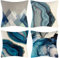 OCEUMACO Leinen Kissenbezug 40x40 Modern Marmor Kissenhülle 4er Set Sofakissen Dekokissen Bezug für Couch Sofa Geometrische Muster Kissen Kissenbezüge Outdoor Deko Zierkissen Couchkissen - Blau