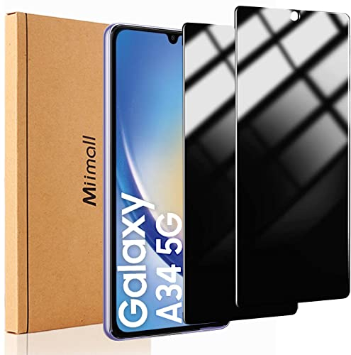 Miimall 2 Stück Schutzfolie Kompatibel mit Samsung Galaxy A34 5G Sichtschutz Schutzfolie, 9H Gehärtetes Glas Blickschutzfolie Anti-spy Privacy Folie für Samsung Galaxy A34 5G 2023
