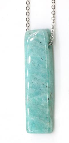 ARTQ Colgante De Piedra Natural Amazonita Verde Irregular Tira Plana Collar De Joyería De Regalo De San Valentín Para Mujer 45 cm
