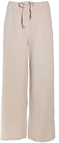 Zwillingsherz Musselin Hose aus 100% Baumwolle – Hochwertige Sommerhose für Damen Frauen Mädchen - Marlenehose Freizeithose Culottes - Strandhose locker luftig perfekt für Frühling Sommer