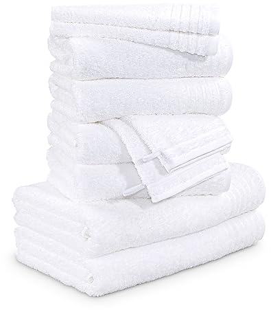 Möve Handtuchset New Classic 10-TLG Handtücher - 2X 20x15 cm + 2X 30x50 cm + 4X 50x100 cm + 2X 67x140 cm, 100% Baumwolle, Snow