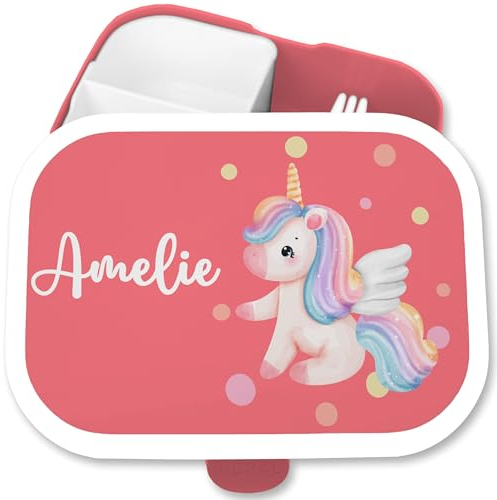 Brotdose Kinder Campus für Mepal - Einhörner - Brotbox süßes Einhorn Lunchbox Sweet Unicorn I - 750 ml - Rosa - einschulung geschenke mädchen kinderbrotdosen kindergarten einhörnern
