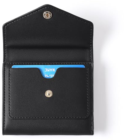 GAEKEAO Kleine Geldbörse für Damen, schmal, RFID-blockierend, Mini-dünne Reisebrieftasche, kompakte Falttasche mit Ausweisfenster, Typ 2, Schwarz, Modern, Modern