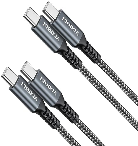 USB C Kabel 2M 2Pack 60W PD3.0 Schnellladekabel USB C auf USB C Kabel, Nylon Ladekabel USB C für iPhone 15 Pro Max, Samsung Galaxy S23/S22/S21/S20 Typ-C-Geräten usw