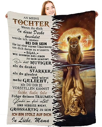 YGFADH Personalisierte Kuscheldecke Geschenke, Decke An Meine Tochter Deutsch, Mutter Zu Tochter Super Weich Flanelldecke, Positive Ermutigung Und Liebe Briefdecke