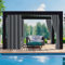Ansobea Rideau d'extérieur 132 x 274 cm (l x H), opaque, imperméable, résistant aux intempéries, avec œillets, brise-vue et protection solaire, pour balcon, jardin, terrasse, tonnelle, 1 pièce, gris