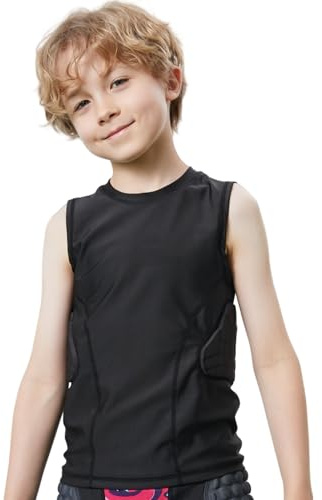 STONEKISS Youth Kids Football Rib Protection Vest Lacrosse Padded Compression Shirts for Boys Girls YS