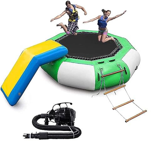 Inflatable Water Trampoline, Water Park Trampoline With Slide And Rope Ladder