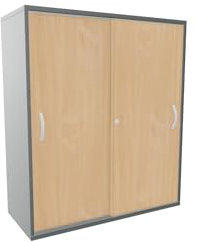 Geramöbel Schiebetürenschrank mit Mittelseite, 4 Dekor-Einlegeböden, abschließbar, 1000x425x1152, Buche/Onyx