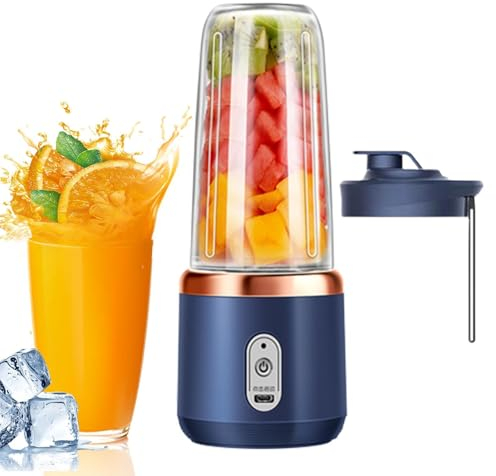 Blender Portable | Mixeur Blender 14oz | -ni Mixeur Électrique Portable avec 6 lames | Blender pour Smoothies, Shakes, Fruits, Légumes, Glaçons, Facile à Nettoyer et Utiliser