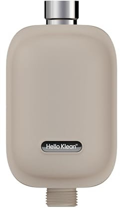 Hello Klean Filtre de douche beige - Filtre les métaux indésirables, le chlore et les impuretés de l’eau de douche - Améliore la qualité de la peau et des cheveux - Pour douche en ligne et électrique
