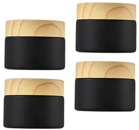 HAPINARY 4 Stück Kosmetische Flasche Bernsteinkrüge Mit Deckel Cremedose Make-up-puderdosen Behälter Mit Deckel Toilettenlotion Flasche Probe Leerer Behälter Lidschattengläser Glas Black