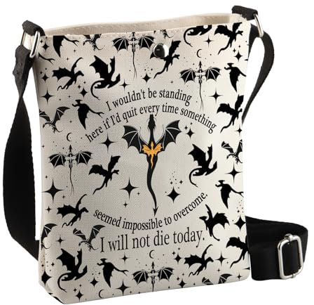 PLITI Vourth Wing Crossbody Bag Basgiath War College Geschenk I Will Not Die Today Dragon Rider Fourth Wing Fantasy Reader Geschenk, Not Die Cbag, 8×7.5×1.8inches