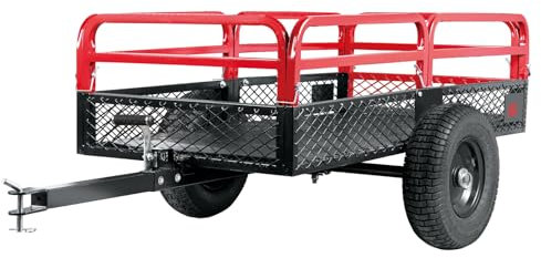BIG RED Remorque de VTT Robuste en Acier : remorque de Jardin pour Tondeuse à Gazon, Tracteur, déchets de Jardin – 0,7 kg, capacité de 15 pi³